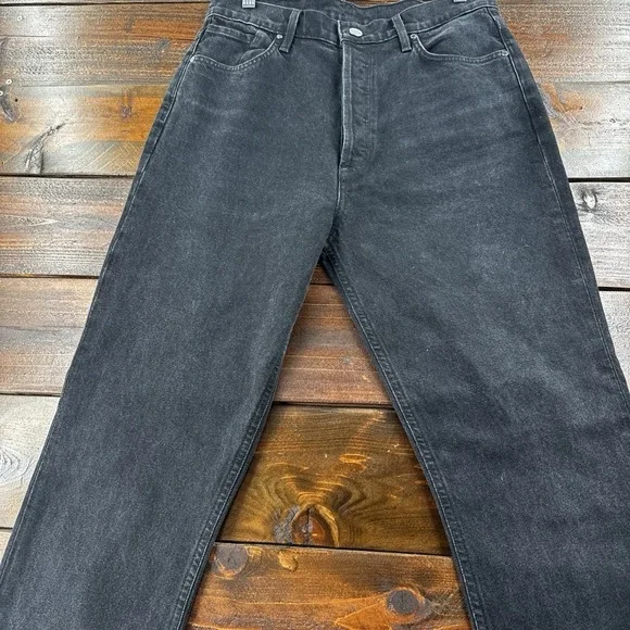 Goldsign‎ High Rise Straight Button Fly Jeans Tag 29" True 32" Black Orig $375 - Picture 6 of 15